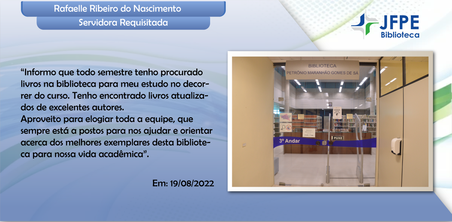 Depoimento sobre a Biblioteca de Rafaelle Ribeiro do
                                        Nascimento